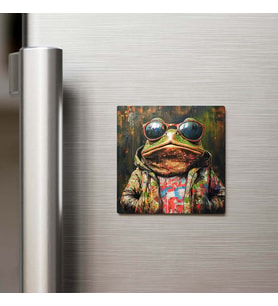 Toad - Kara Kurbağası - Güneş Gözlüklü Style - Buzdolap Magneti - 9x9 Cm
