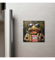 Toad - Kara Kurbağası - Güneş Gözlüklü Style - Buzdolap Magneti - 9x9 Cm