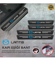 Mazda Lantis Logolu Karbon Kapı Eşiği Koruyucu Suni Deri 4'lü Set