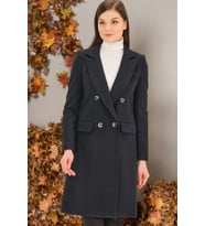 Z6672 DEWBERRY BAYAN PALTO-DÜZ LACİVERT