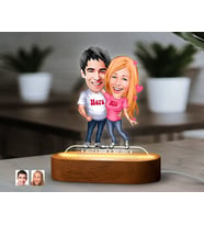 BK Gift Kişiye Özel Sevgili Karikatürlü Dekoratif 3D Biblo LED Işıklı Gece Lambası-5, Sevgiliye Hediye, Yıl Dönümü Hediyesi