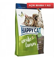 Happy Cat Weide Lamm Kuzu Etli Yetişkin Kedi Maması 1 kg AÇIK