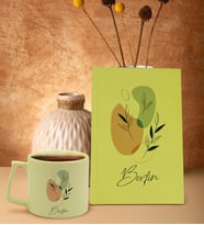 BK Gift Kişiye Özel İsimli Sarı Sert Kapaklı Defter ve Middle Kupa Seti, Arkadaşa Hediye, Yeni İş Hediyesi, Doğum Günü Hediyesi-1 (Model 1)