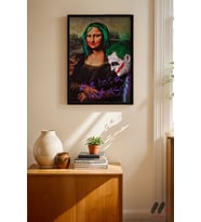 Mona Lisa Pop Art Mashup, Siyah Çerçeveli Duvar Tablosu - Renkli Ev Dekorasyonu