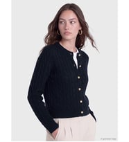 LCW Comfort Lacivert Saç Örgüsü Desenli Kadın Triko Hırka
