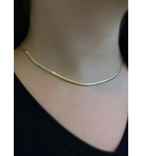 Gümüş 2,5 mm yassı döküm zincir kolye  (Sarı)