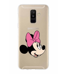 Samsung Galaxy A6 Plus (2018)  Kapak Minnie Mouse Tasarımlı Şeffaf Silikon Kılıf