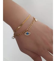 Kadın Göz Model Gümüş İtalyan Zincirli Bileklik