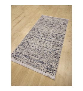 MAKROSER STİL 2026-3 GRİ MAVİ KADİFE KAYMAZ INCE HALI 80X150 CM