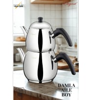 ELEGANT Damla Aile Boy Bakalit Kulplu Çaydanlık Takımı - Siyah