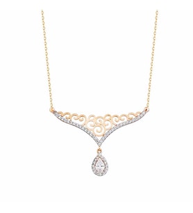 Elmas Montür Altın Kolye Damla 14K Rose Gold
