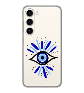 Samsung Galaxy S23 Uyumlu Nazar Göz Desenli Şeffaf Telefon Kılıfı