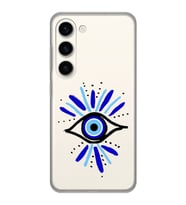 Samsung Galaxy S23 Uyumlu Nazar Göz Desenli Şeffaf Telefon Kılıfı