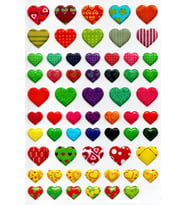 Sticker Kabartmalı A4 Boyutunda Stiker Defter, Planlayıcı Etiket-(lim078) - Renkli Kalpler