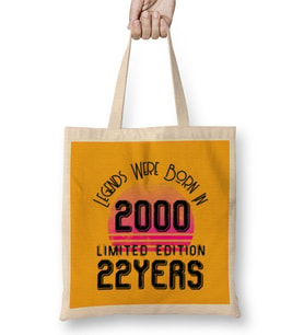 2000 Birthday Gift - Made, Born in 2000 Gift - 22 Year Old Brthday Gift Vintage Style Bez Çanta Uzun Saplı