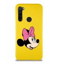 Xiaomi Redmi Note 8 Soft Premier Kapak Minnie Mouse-A Tasarımlı Silikon Kılıf - Sarı (Şeffaf)