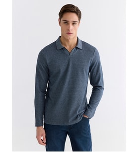 LCWAIKIKI Classic Lacivert Polo Yaka Erkek Sweatshirt