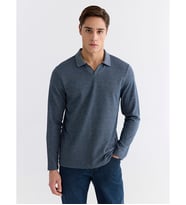 LCWAIKIKI Classic Lacivert Polo Yaka Erkek Sweatshirt