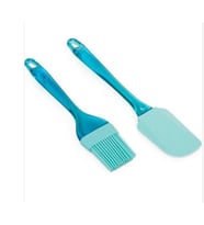 Mavi Saydam Saplı Slikon Spatula Ve Slikon Fırça 2li Set