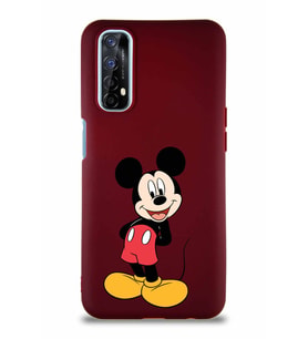 Realme 7 Soft Premier Kapak Mickey Mouse-B Tasarımlı Silikon Kılıf - Mürdüm (Şeffaf)