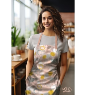 Moud's Süet Kumaş Xero Floral 1 Desenli Mutfak Önlüğü, Aşçı Önlüğü, Garson Önlüğü