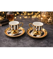DECO VİEN VİNTAGE AYAKLI 2'Lİ PORSELEN KAHVE FİNCAN TAKIMI