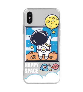 Iphone X / Xs Uyumlu Astronot Desenli Şeffaf Telefon Kılıfı