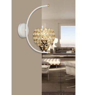 Beyaz Bade Kristal Aşağı Bakan Modern Aplik