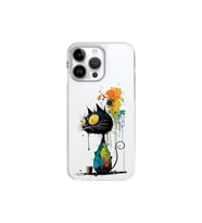 iPhone 14 Pro Max ile Uyumlu Splash Kedi Tasarımlı Şeffaf Silikon Kılıf