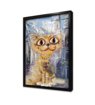 Sevimli Kedi Çerçeveli Cam Tablo