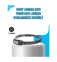 Kamp Lambası Kafa Feneri Kafa Lambası Ayarlanabilir Sensörlü Şarjlı