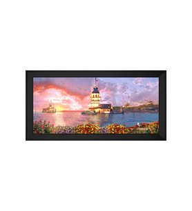 Manzara Temalı Kanvas Tablo 80 x 110 cm Siyah Çerçeve