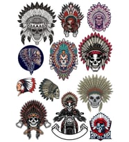 Kızılderili Kuru Kafa Sticker Set 12 Parça Telefon, Tablet, Defter, Laptop Sticker