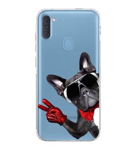 PrintiFy Samsung Galaxy A11 ile Uyumlu Köpek 2 Kamera Korumalı Şeffaf Kılıf