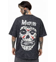 Misfits Rock Metal Müzik Grubu Sırt Baskılı Unisex Oversize Eskitme Yıkamalı Tişört