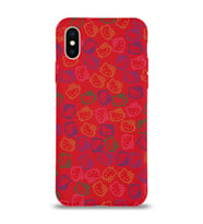 Apple iPhone XS Max Uyumlu Lansman Kılıf Hello Kitty Tasarımlı İçi Kadife Kapak-Kırmızı (Şeffaf)