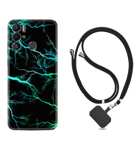 Tecno Pova Neo Kılıf Silikon Boyun Askılı İpli Desenli Silikon Green Thunder 1693