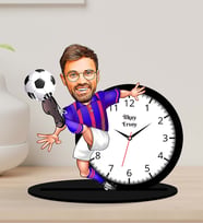 Kişiye Özel Karikatürlü Futbolcu Ahşap Biblo Masa Saati