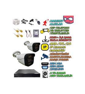 XMPro 2 KAMERALI 4 WARM LEDLİ GECE RENKLİ GÖSTEREN 1080P PLASTİK KASA GÜVENLİK KAMERA SETİ