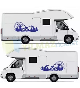 Pusula Off Road Dağ Orman Ağaç Karavan Çekme Oto Sticker 1 Çift 140 X 55 Cm