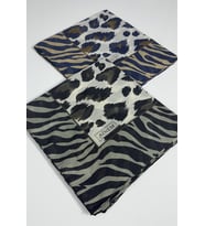İndia Leopar Desen 2'li  Eşarp -6294 (Yeşil-Lacivert)