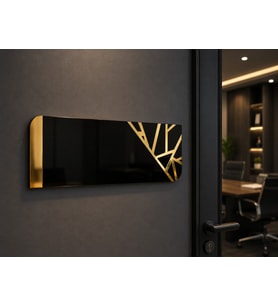 Yönlendirme Tabelası Siyah Pleksi Üzeri Aynalı Gold & Beyaz Pleksi 25x15