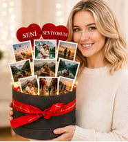 Kişiye Özel 8 Fotoğraflı Seni Seviyorum Tasarımlı Fotoğraf Buketi
