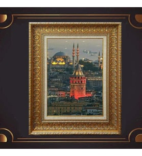 Gold Altın Kalın Çerçeveli Paspartulu Tablo c21