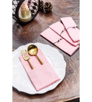 12'li Organik Pamuk Kumaş Servis Sunum Peçetesi  (Pembe-Gülkurusu )
