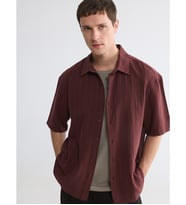 LCW Vision Bordo Regular Fit Çizgili Erkek Dokulu Gömlek