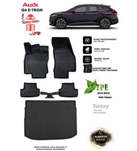 Audi Q4 E-Tron 2024 Araca Özel 3D paspas ve 3d Bagaj Havuzu