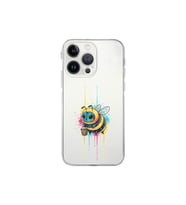 iPhone 13 Pro Max ile uyumlu Splash arı tasarımlı şeffaf silikon kılıf