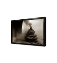 Hareket Eden Buharlı Tren Çerçeveli Cam Tablo