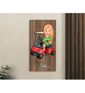 BK Gift Kişiye Özel Golf Oyuncusu Karikatürlü Kabartma Figürlü Ahşap Tablo-5, Arkadaşa Hediye, Sevgiliye Hediye, Duvar Dekoru